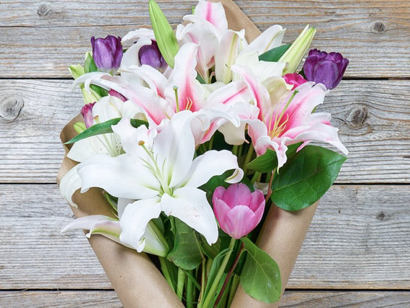 Oriental lilies and tulips